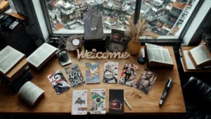 Presentation du breaking news avec ses cartes son pochon et sa notice