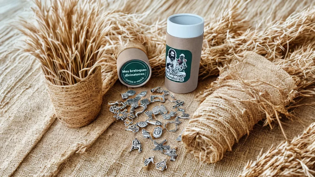 présentation des charms du gourou avec sa boite en carton design