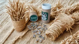présentation des charms du gourou avec sa boite en carton design